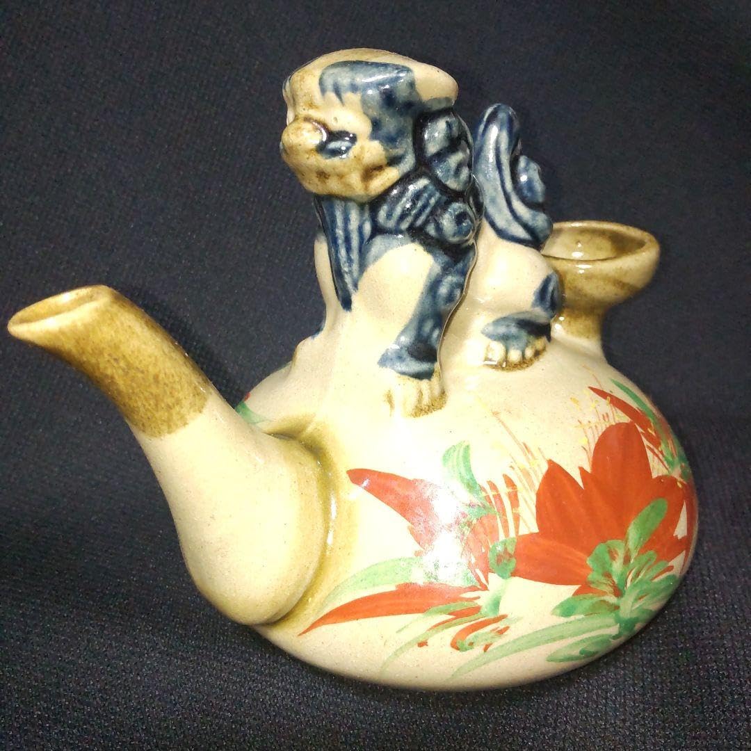 沖縄の希少作家の名品 酒 の 徳利型 Amazon | 徳利 酒器 シーサー 獅子一口カラカラ 沖縄 窯元 | ノー