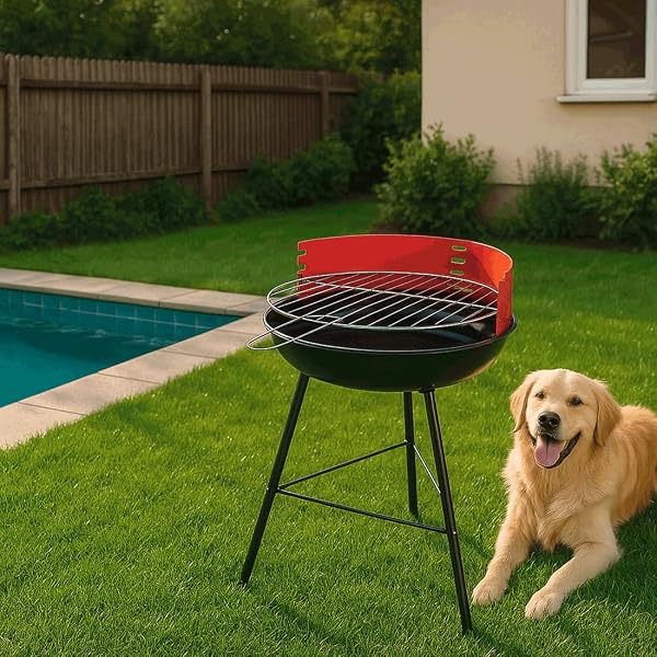 Acomoda Textil – Barbacoa de Carbon con Parrilla Redonda y Estructura de Acero, Ligera y Portatil. Asador 33x56 cm Ideal para Jardin, Camping o Terraza de Facil de Limpieza - 4