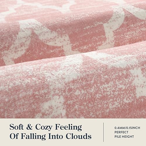 Miniatura 5 de Lahome - Alfombra marroquí, 2 x 4 pies, lavable, rosa, pequeña, suave, decorativa, antideslizante, moderna y con diseño enrejado, para lavandería,