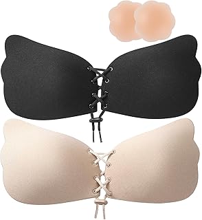 Self Adhesive Bra Set for Strapless with Two Piece Design,Push Up Adhesive Bra for Women,Reusable Nipple Covers Pack of 2,...