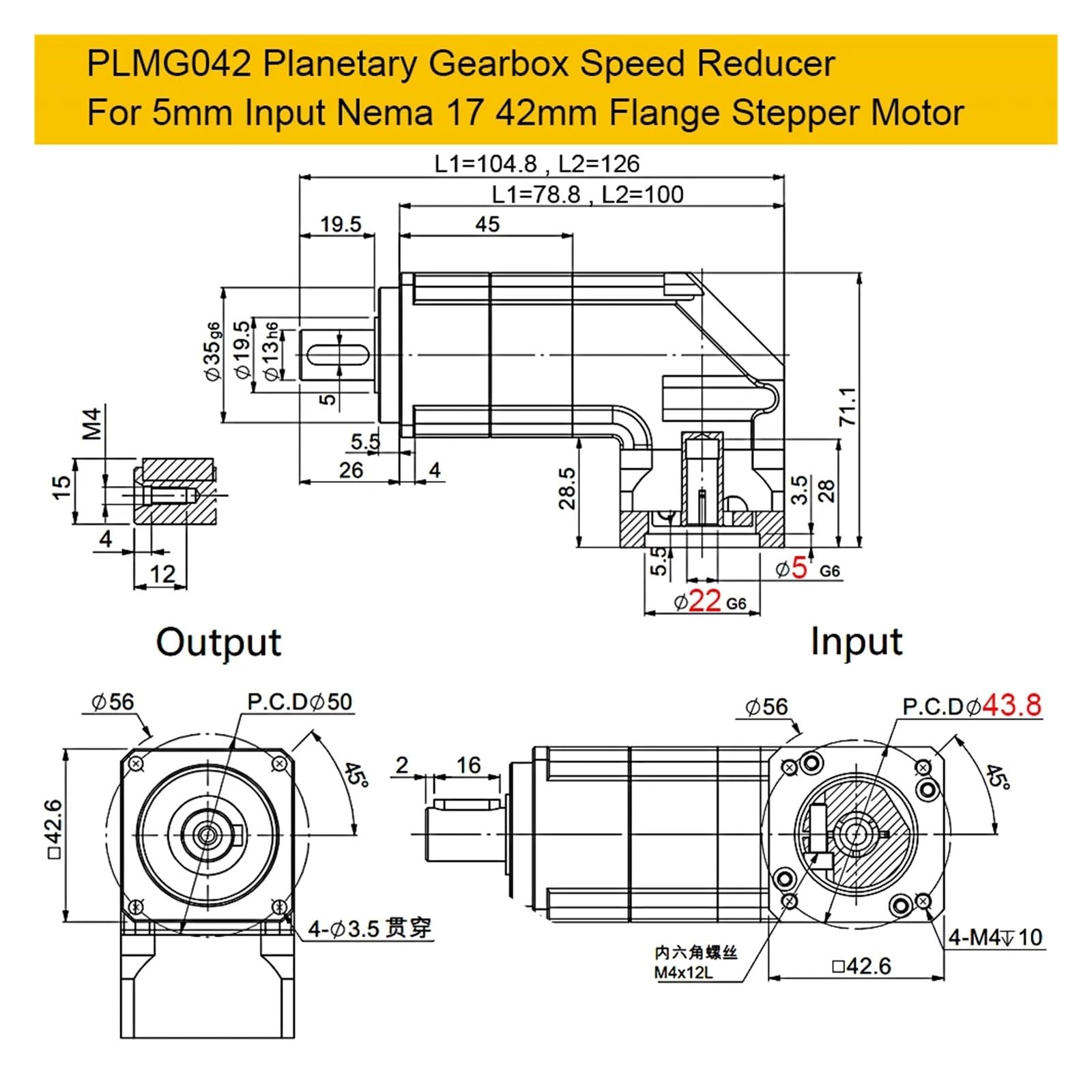 Réducteur planétaire à engrenage hélicoïdal à 90 degrés, for moteur pas à pas Nema 17, 23, 34, 40, 60, 80, 90110, 130 mm(10 to 1)