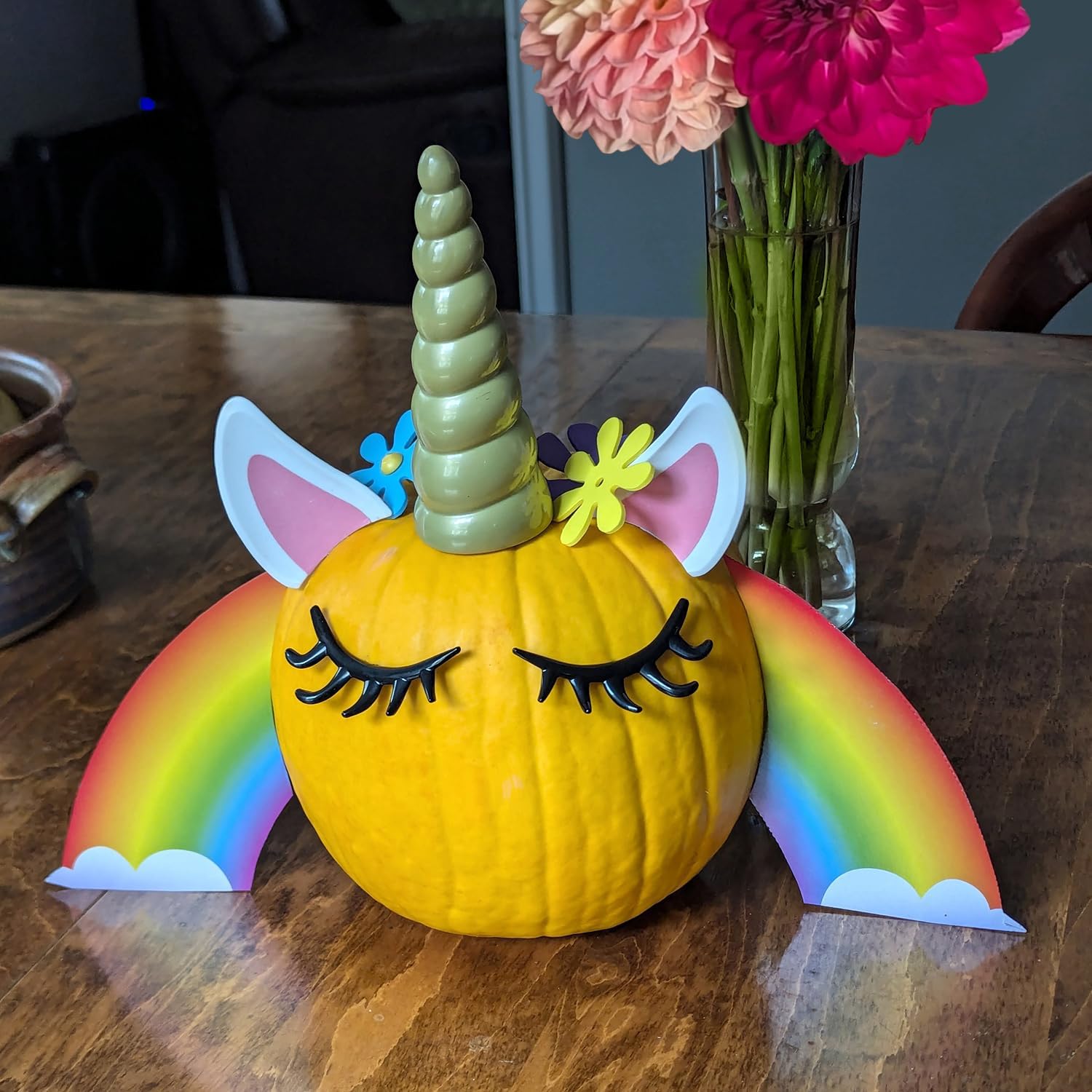 Pumpkin Masters Unicorn Decorating Kit - No-Carve Magical Pumpkin Creation Set with Horn, Ears, Flowers & Accessories