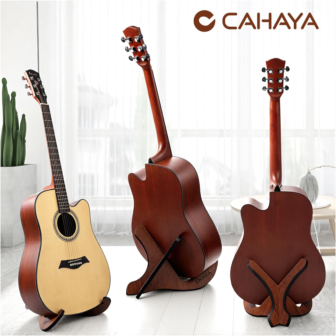 CAHAYA Stand Chitarra Supporto Pieghevole in Legno per Chitarra Acustica Classica Basso a Forma X Anti-Scivoloso NUOVO VERSIONE
