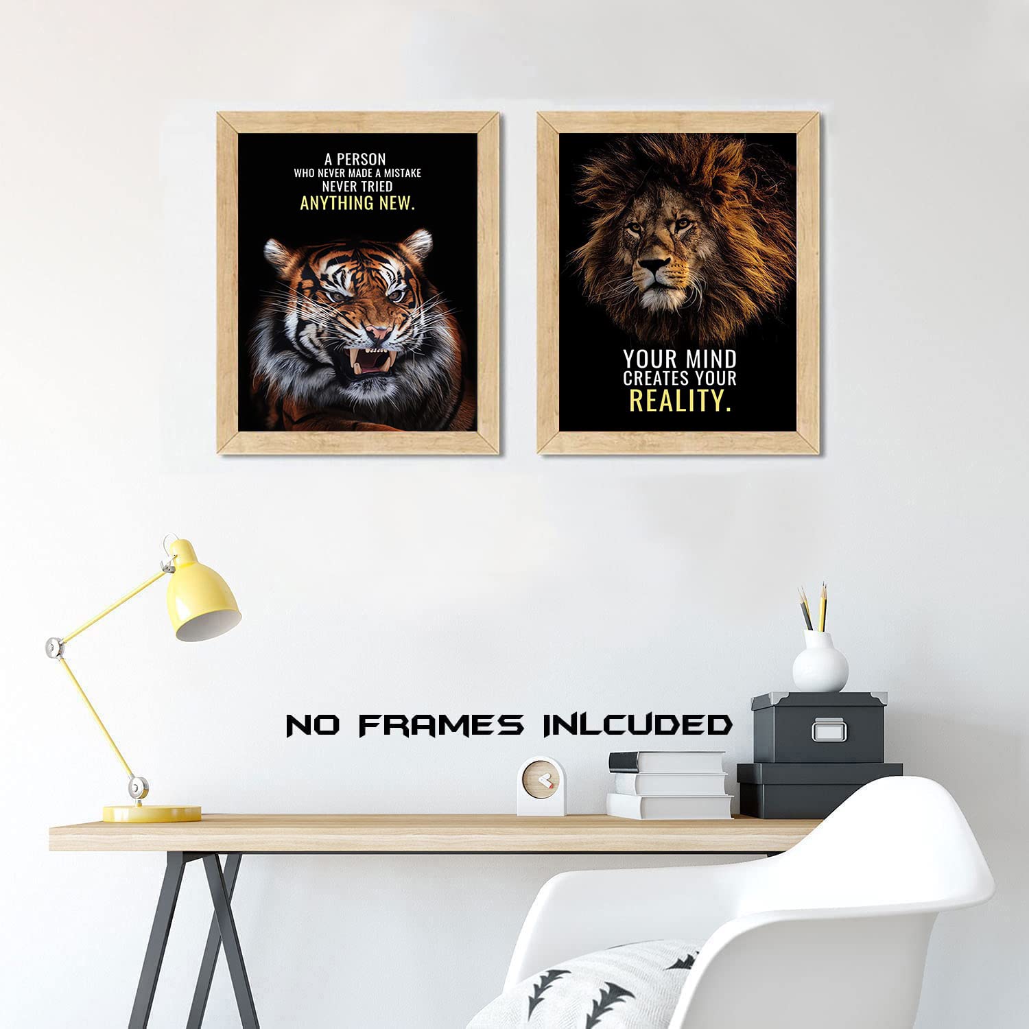 3 Tier-Motivationsposter Auf Leinwand - Löwe, Tiger & Leopard Mit Inspirierenden Zitaten