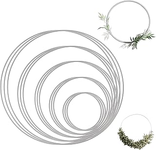 15 Pcs Craft Metal Rings, 5 Sizes Wreath Rings for Crafts Wedding Christmas Wreaths Wreath Decorations and DIY Dreamcatcher Wall Crafts 4 Inch / 6 Inch / 8 Inch / 10 Inch / 12 Inch (Silver)
