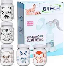 Bomba Tira Leite Confort 1 + 5 Potes Armazenar Leite Materno (267-Kawaii)