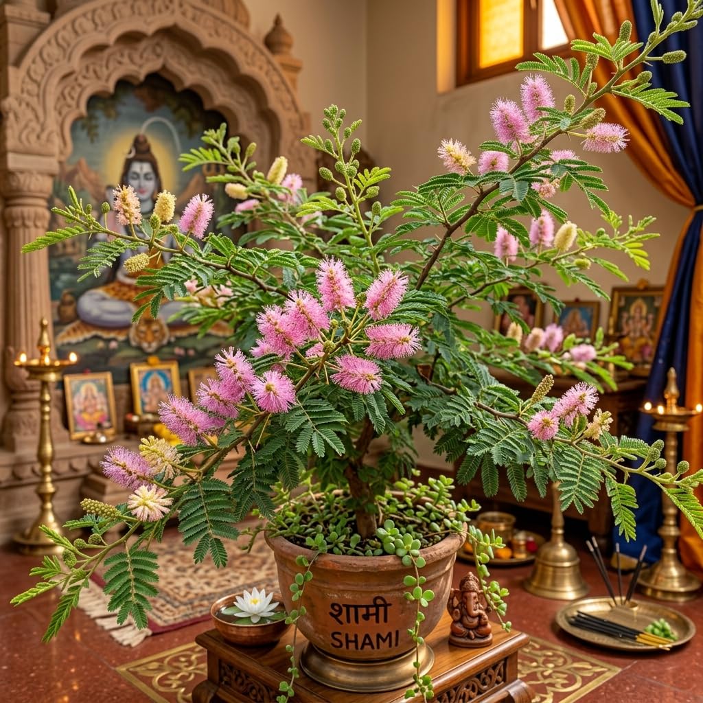 Live Shami Plant for Home Garden (Healthy, Potted) – Sacred Prosopis Cineraria Tree for Daily Puja, Shani Dev Worship & Vastu Shastra | Authentic Religious Live Plant with Pink Flowers-image-42