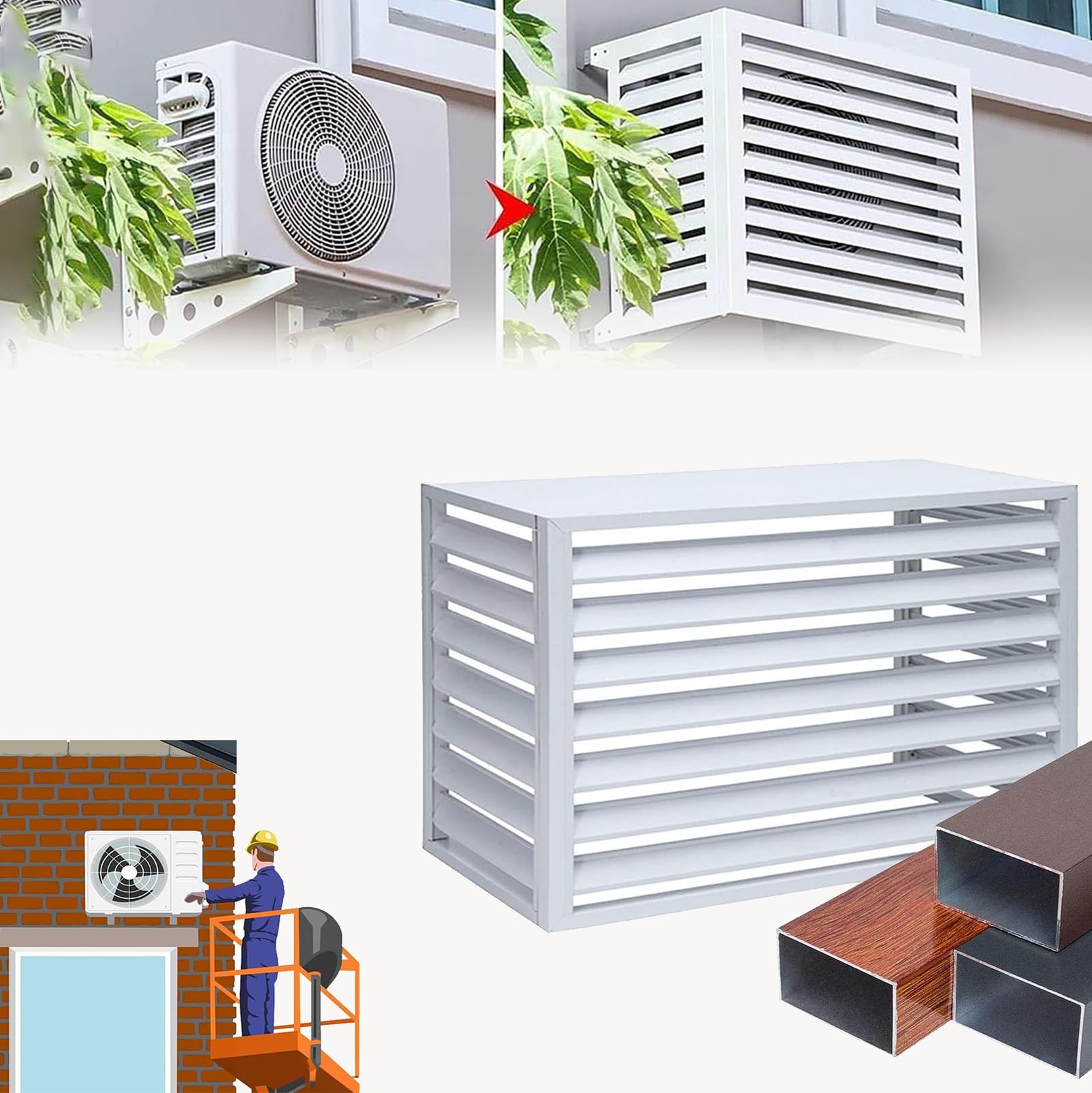 Protector de bomba de calor ideal para decorar terrazas con bonsáis
