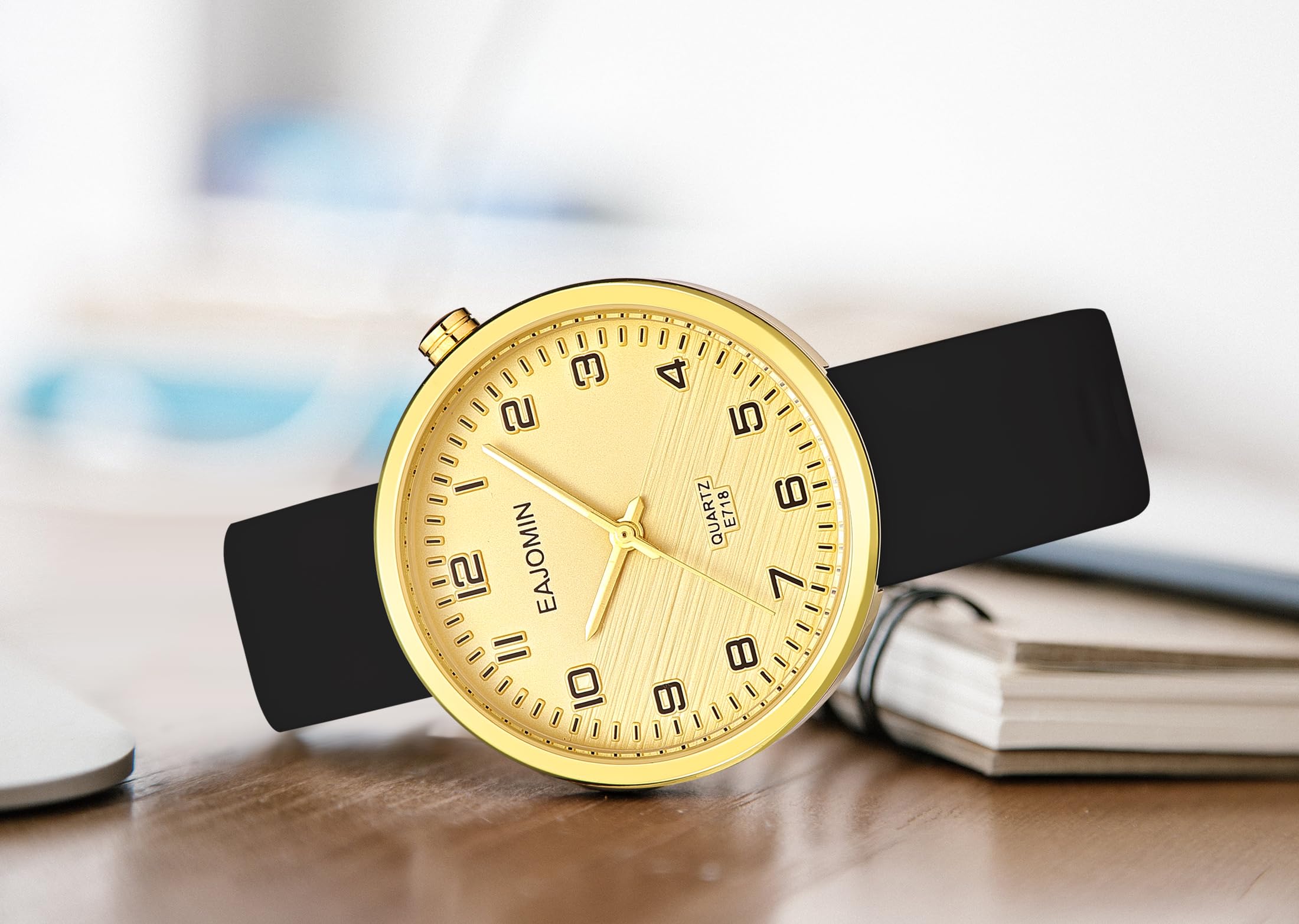Wasserdichte analoge Damen-Armbanduhr für Krankenschwestern, Krankenschwestern, Damen, mit leicht ablesbarem Zifferblatt, Sekundenzeiger, weiches Silikonband, Quarz-Armbanduhr (E718 Gold),