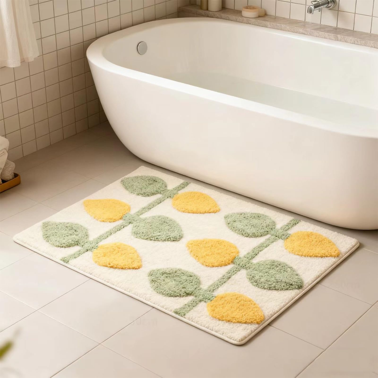 Hi Space Bathroom Rugs Non-Slip 31.5x19.7IN Leaves Bath Mat for Bathroom Machine Washable Soft Microfiber Absorbent Cute Bath Rug Plush Rugs for Tub