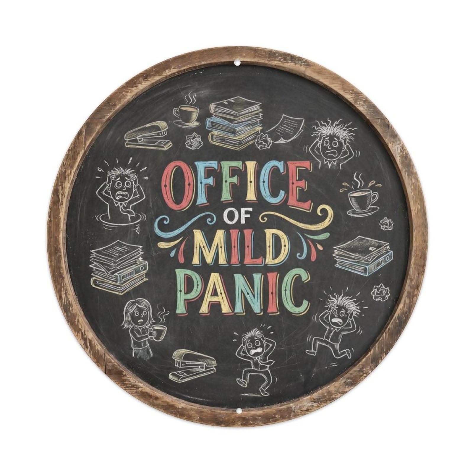 Olhnbad Style Office Mild Panic Typewriter Desk Slate Quote Metal Tin Sign