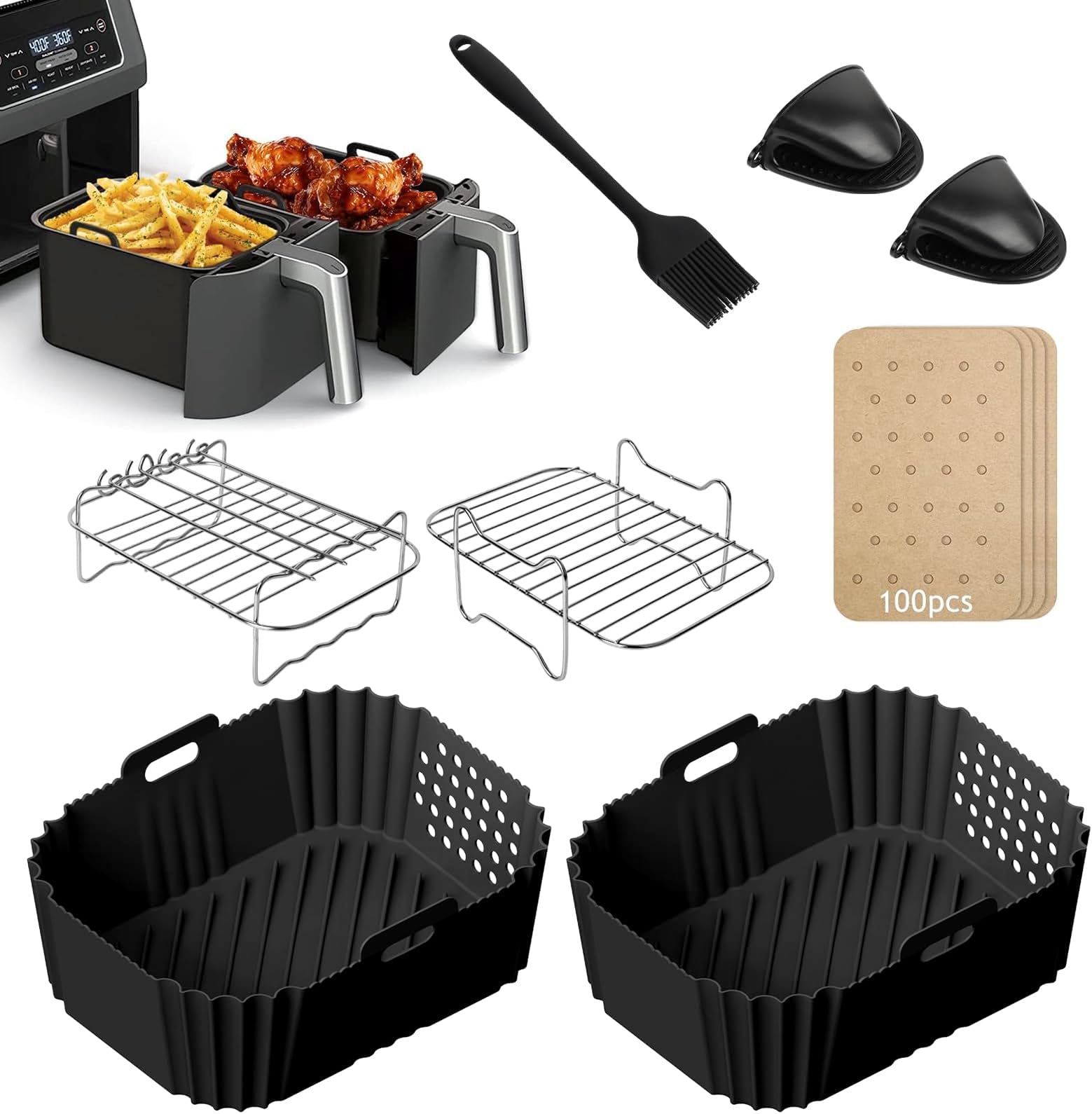 Ninja Heißluftfritteuse Zubehör 7-teiliges Set - BPA-frei Für AF300EU & AF400EU