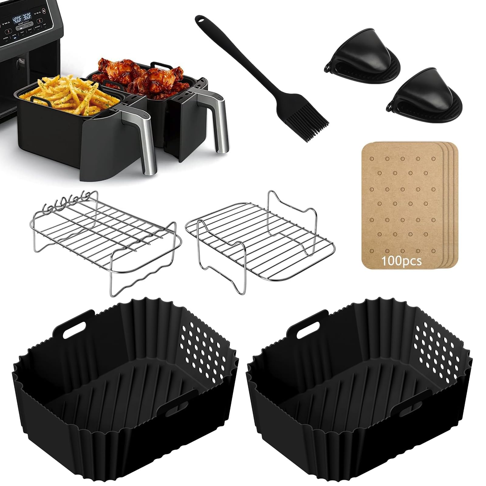 Bykitchen Liners Cuadrados Para Freidora De Aire De 2 A 5 Q | Meses Sin