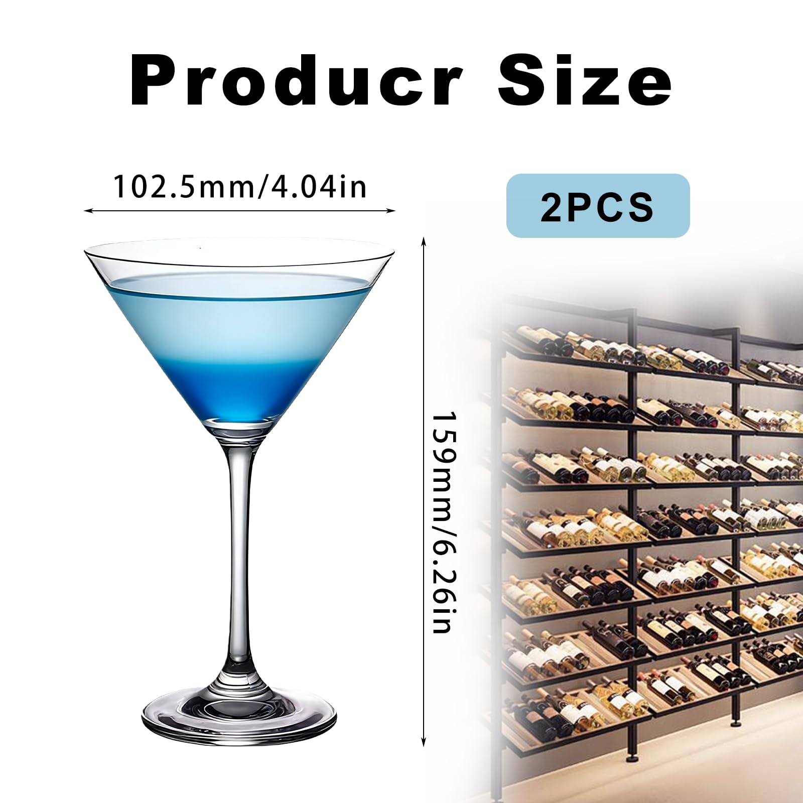 190 ml x 2 bicchieri Martini: trasparenti, set di bicchieri da cocktail, in cristallo, lavabili in lavastoviglie, per bar, casa, feste, cocktail per bevande congelate