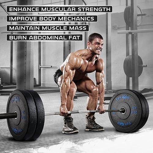 Miniatura 5 de Yes4All Placa de parachoques de 2 pulgadas, placa olímpica de goma con cubo de acero para levantamiento de pesas, entrenamiento de fuerza