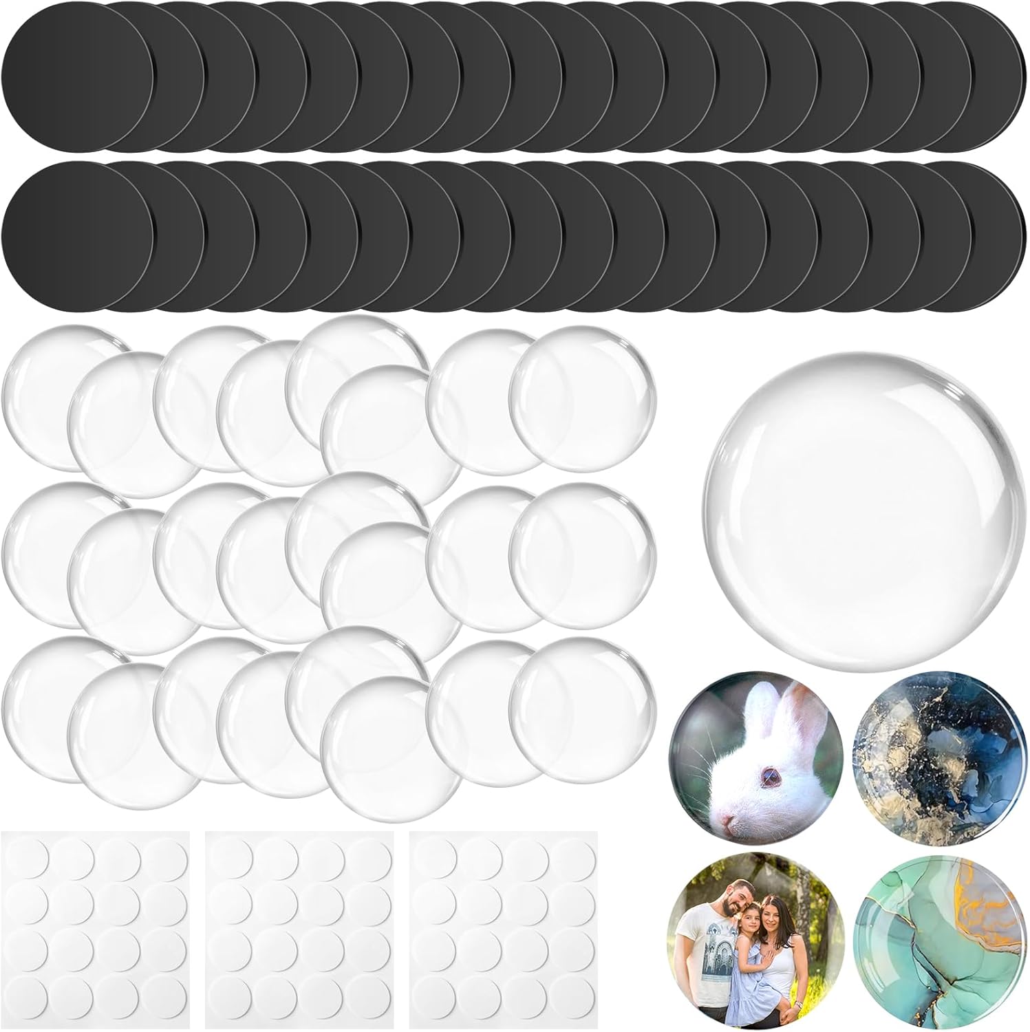 Aertiavty 72 Pcs Fridge Magnets Making Kit, 2 Inch Glass Magnets for Refrigerator, Locker, Whiteboard, Office, Kitchen, Decorative Magnet (36 Round Magnet+36 Glass+Clear Adhesive Dots)