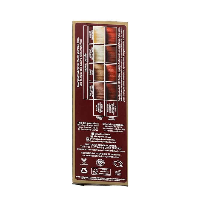 Surya Brasil Henna Polvo Marrón Cabello 100% Natural 50g miniatura 2