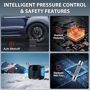 NEXPOW Tire Inflator Portable Air Compressor 150PSI 12V DC Air Pump with Dual Digital Pressure Gauge & Auto Shut-Off, Air Compressor Portable with LED Light for Car, Motorcycle, Bicycle, Ball and More