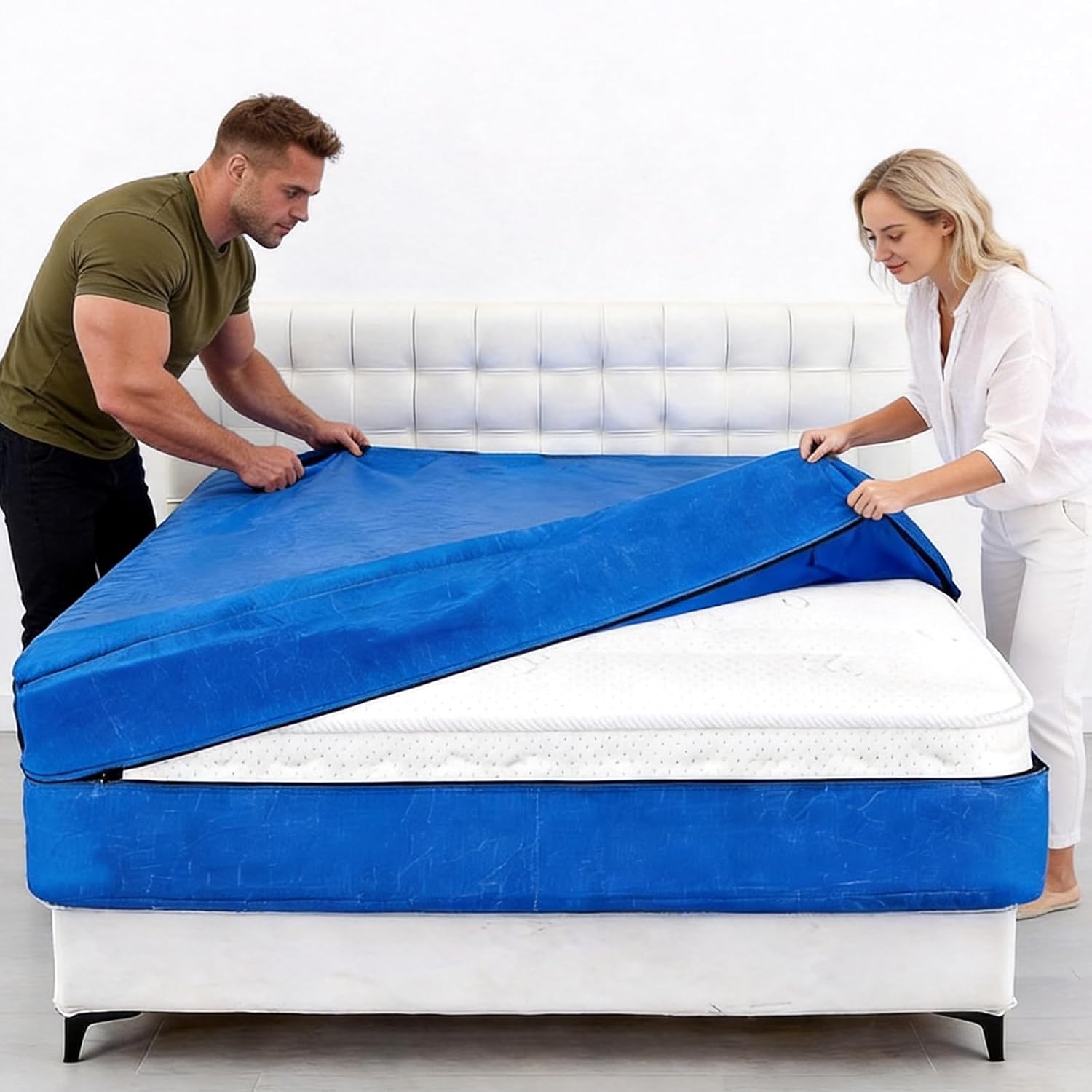 Mattress Bag for Moving & Storage with Reinforced Handles and Strong Zipper, Heavy Duty Waterproof Mattress Cover, Reusable Mattress Protector for Queen