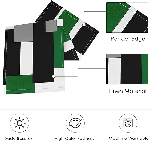 Miniatura 2 de ArtSocket Juego de 6 manteles individuales y camino de mesa geométrico, verde, negro, gris, pintura abstracta, arte para decoración de mesa de
