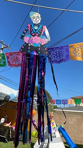 Miniatura 3 de 4E's Novelty Paquete de 3 decoraciones colgantes del Día de los Muertos, 36 pulgadas de diámetro de los Muertos (3 pies de alto) para decoración de