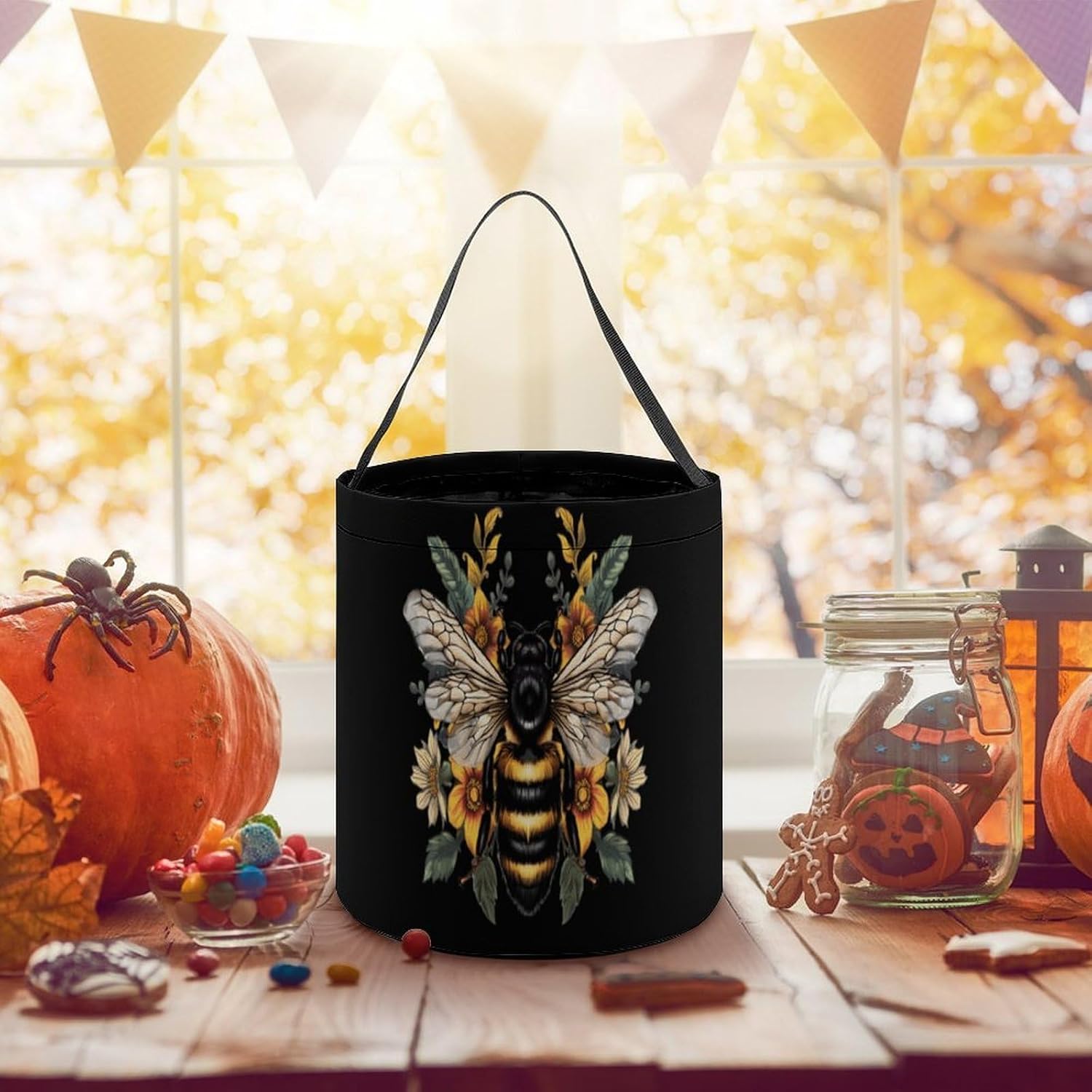 Queen Bee Flowers Candy Bag Halloween Treat Goody Bags Party Basket Handbag Holiday Decor