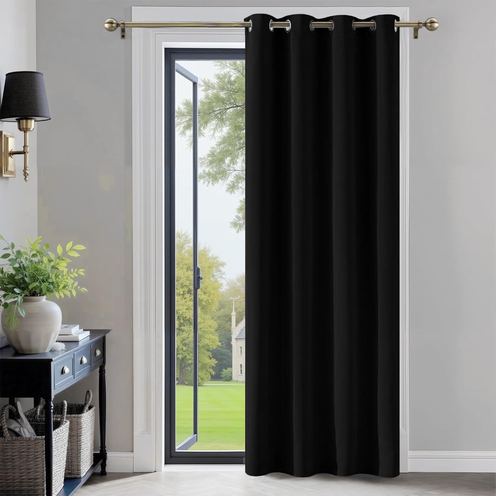 Rideau Occultant Thermiques 110 x 320 cm Rideau Occultant Thermiques Anti Froid Différentes Tailles et Couleurs Disponibles pour Maison Chambre Fenetre, Noir