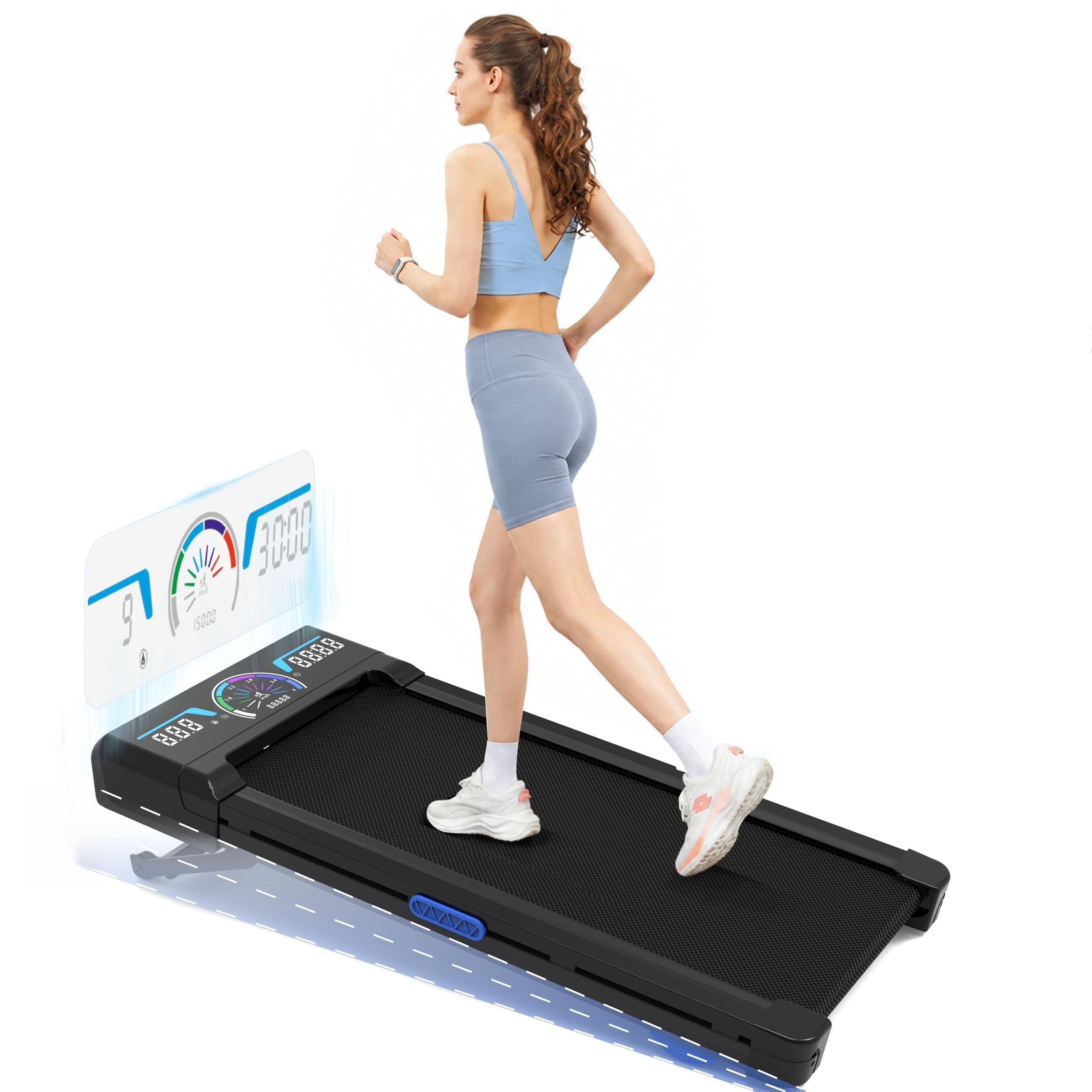 Photo 1 of Walking Pad Treadmill 12% Auto Incline, Under Desk Treadmill, Blue