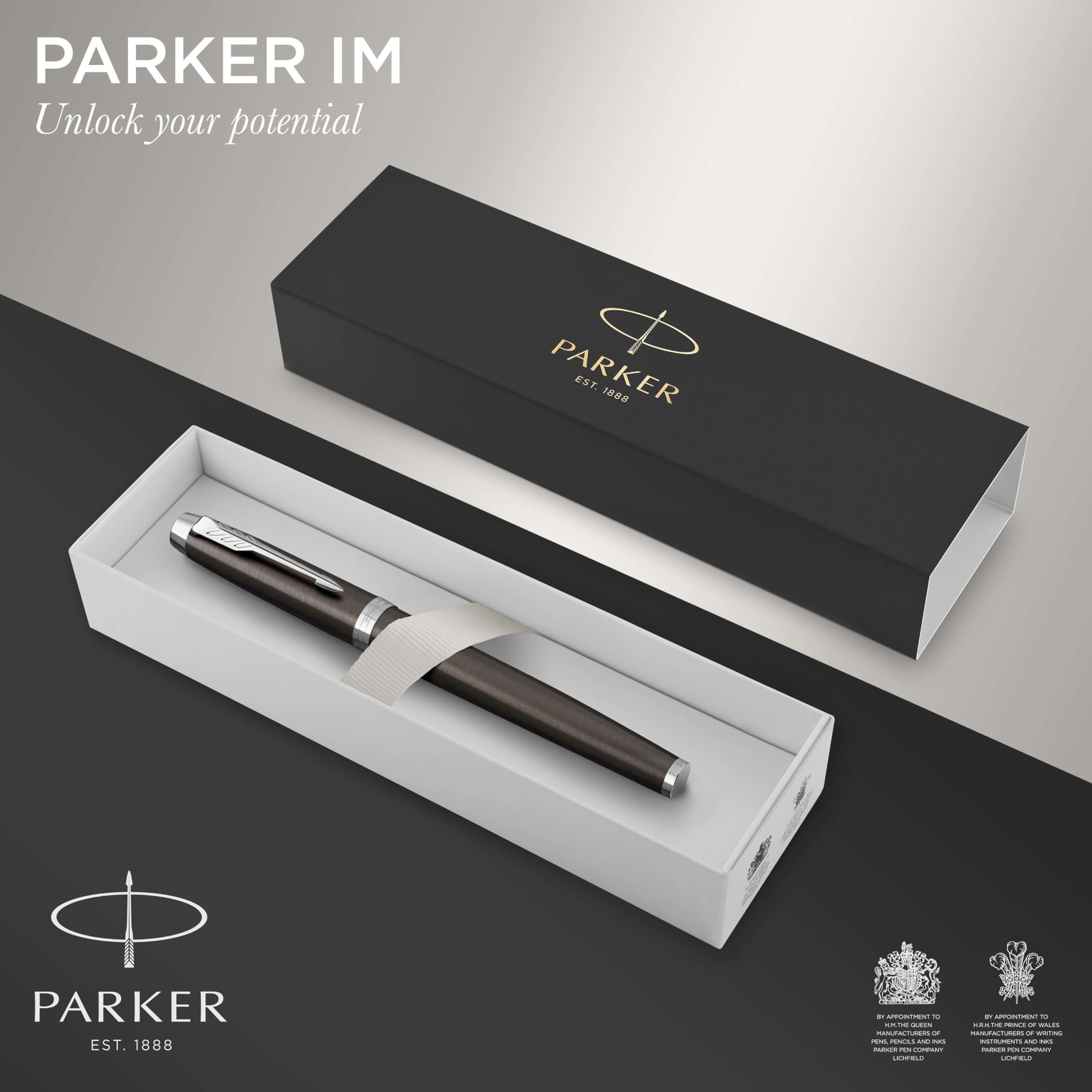 Parker IM roller, espresso scuro, punta fine, nero, confezione regalo, 1 pezzo (confezione da 1)