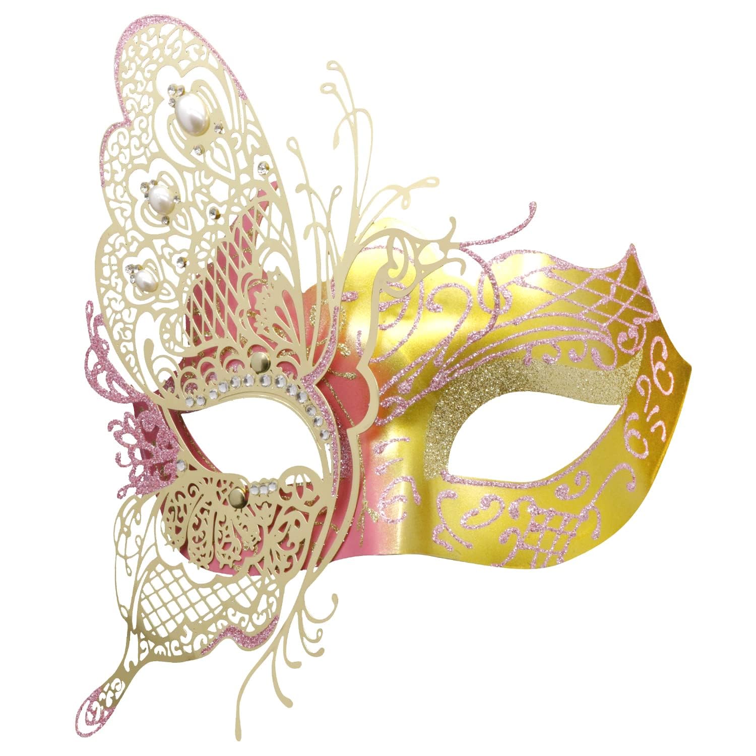 Coddsmz Mysterious Venetian Butterfly Lady Masquerade Halloween Party Mask Evening Prom Ball Mask Bar Costumes Accessory, Pink-2, Medium — image 1