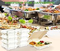 Vista 6 de Vplus Paquete de 300 Recipientes compostables para llevar con diseño de concha, de 20,3 x 20,3 cm, desechables y ecológicos, con 3 compartimentos