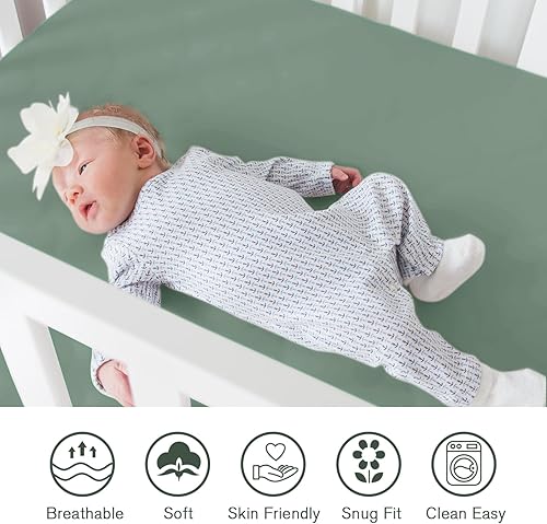 Miniatura 7 de Little Grape Land Sábanas para cuna para niñas y niños, 2 unidades, sábana bajera ajustable para cuna de tamaño estándar y colchón para niños