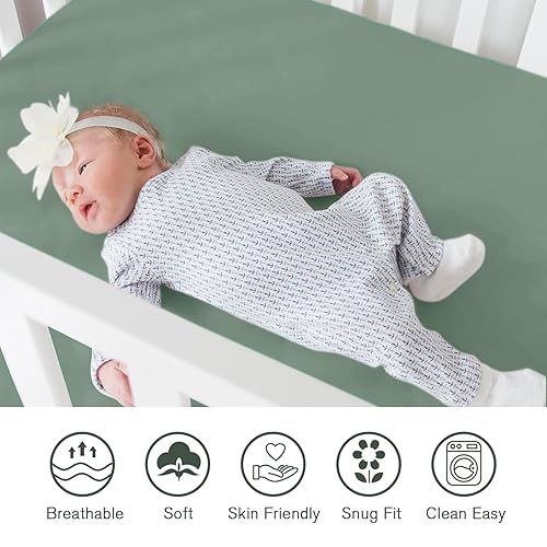 Miniatura 3 de Little Grape Land Sábanas para cuna para niñas y niños, 2 unidades, sábana bajera ajustable para cuna de tamaño estándar y colchón para niños