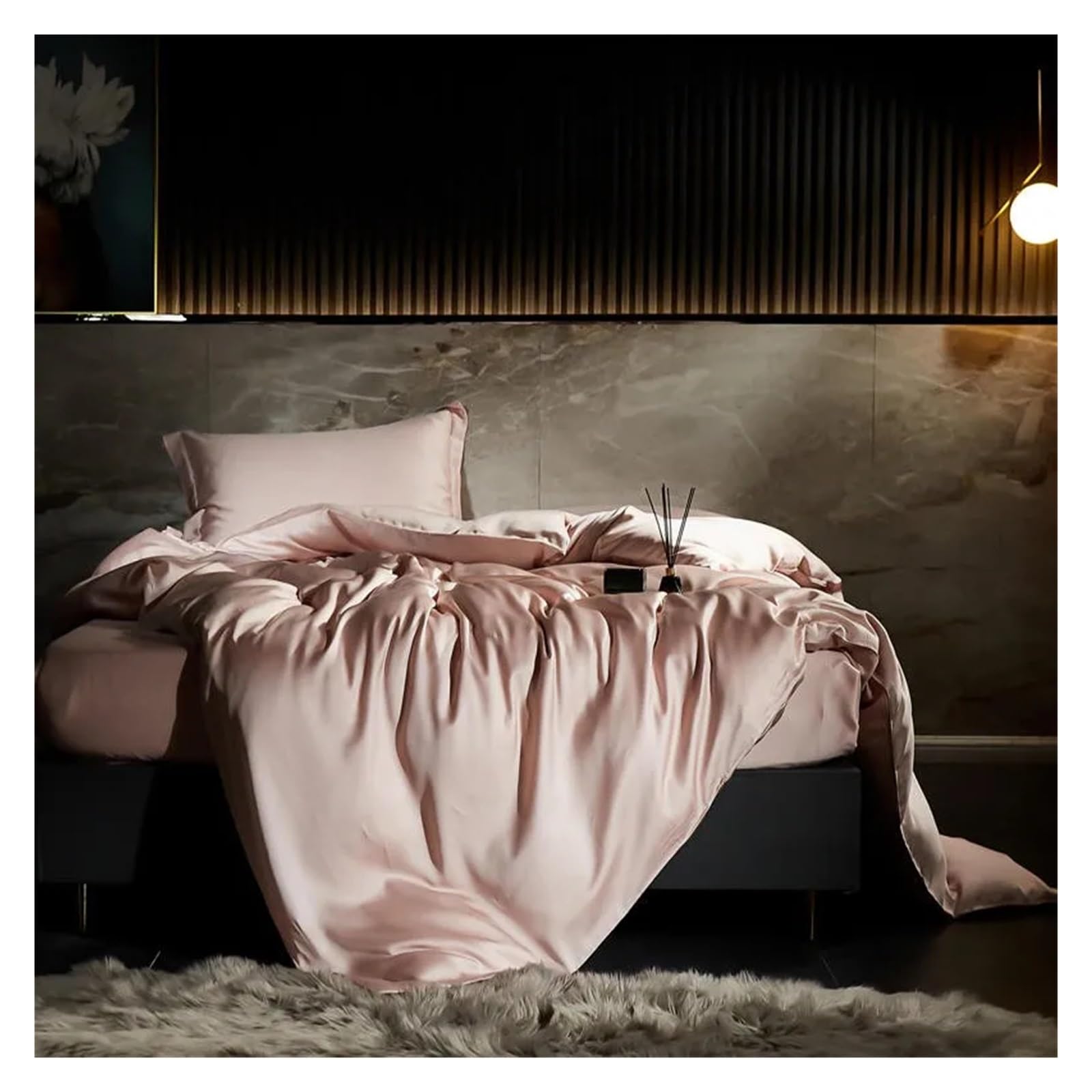 Sbcgfy E Blcak Silk Duvet Cover Set Bed Sheet Pillowcases Softest Cooling Smooth Bedding Set Doubl Queen King Family,Cotton Duvet, Zq-11042,-Queen Siz 1.8M Bed 4Pcs