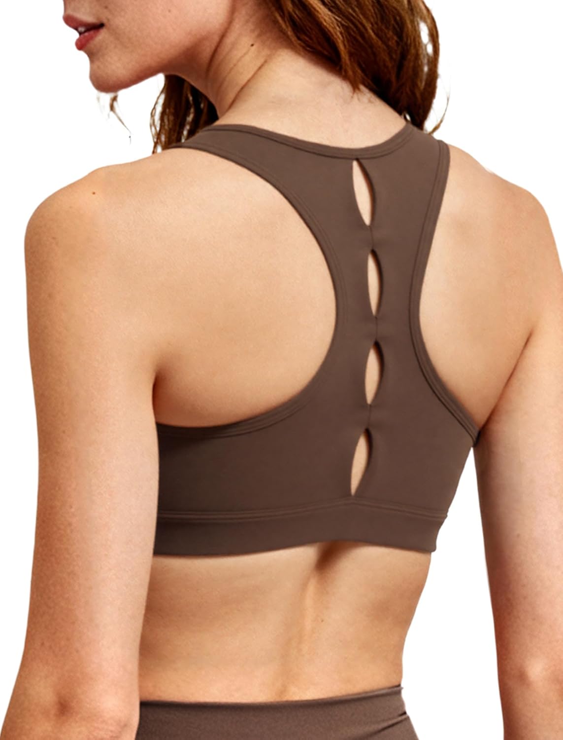 Yvette Yoga Sports Bras for Women Hollow Racerback Light Support Low Impact Paded Bra with Removable Pads