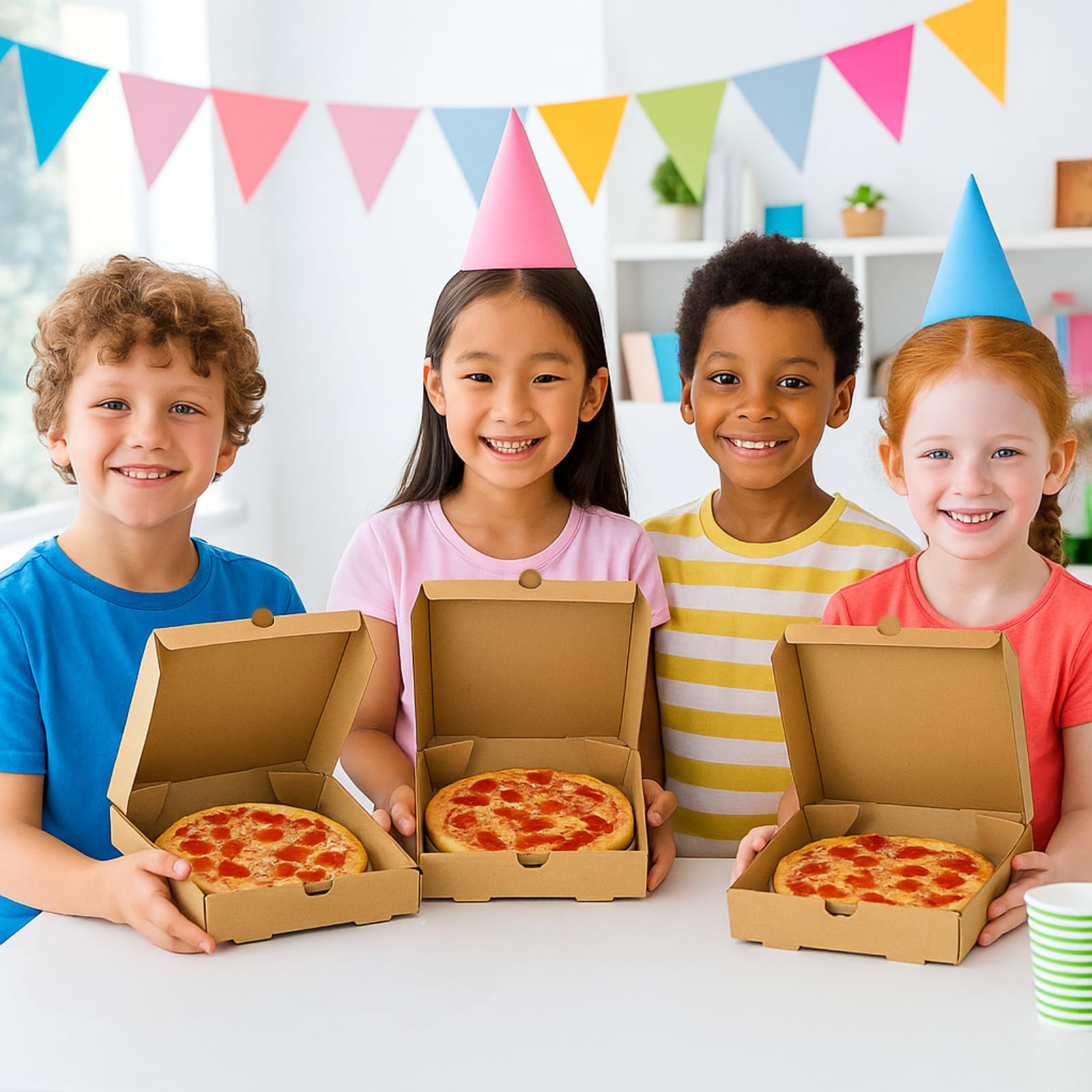 ZENFUN 40 mini scatole per pizza in carta kraft 18 x 18 x 3 cm ondulate contenitori da asporto