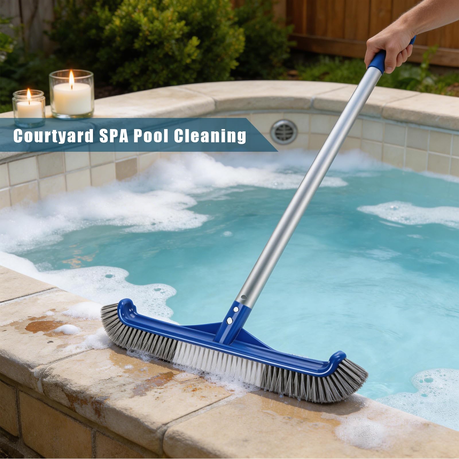 Brosse de nettoyage pour piscine 43 cm poils aluminium nylon doux film carrelage mur sol