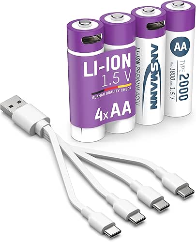 ANSMANN 4 x Mignon AA Batteries Li-Ion with USB Type-C