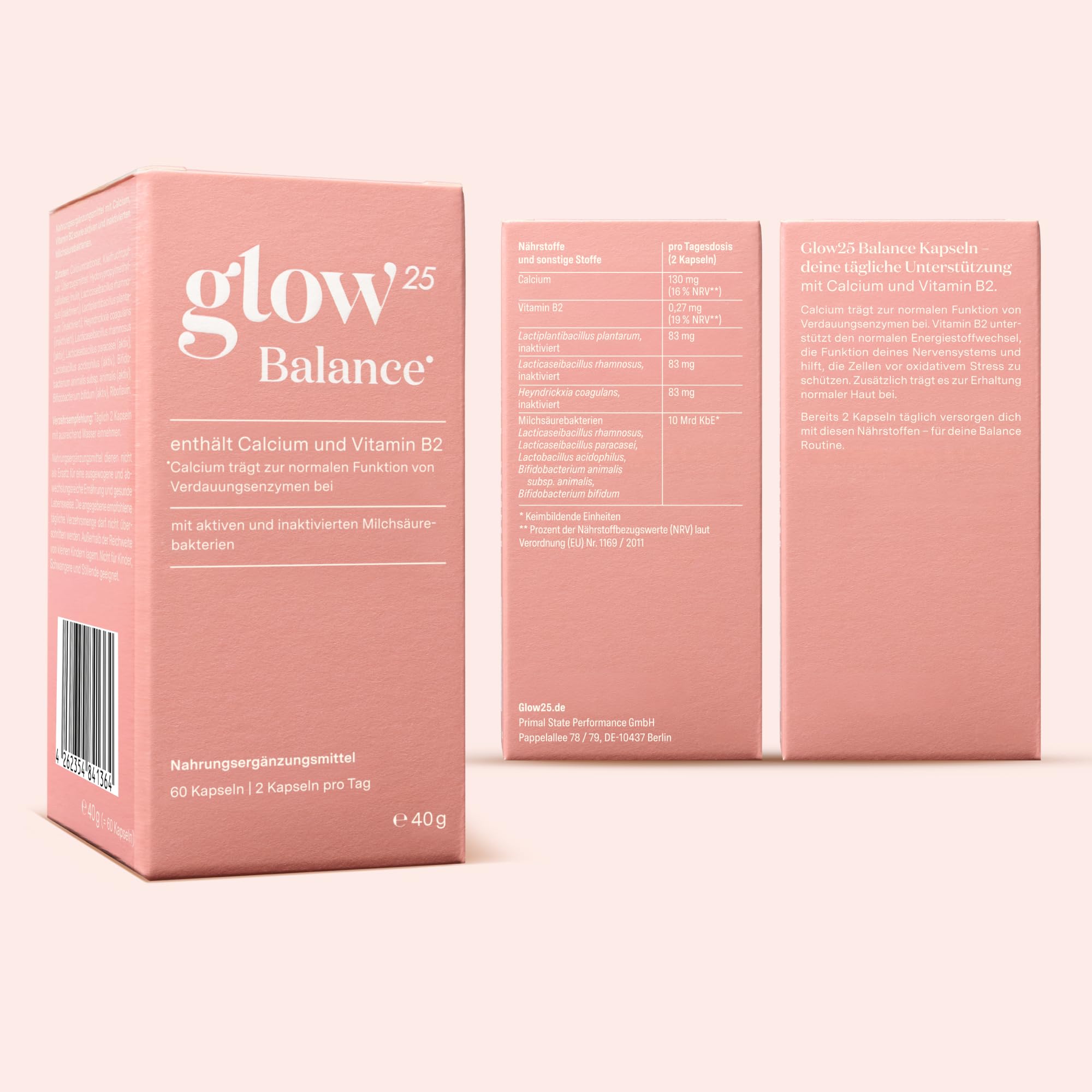 Glow25® Balance [30 Portionen] – mit Milchsäurebakterien, Kiwifruchtpulver, Inulin, Calcium und Vitamin B2 – leicht verdaulich – pflanzlich und vegan