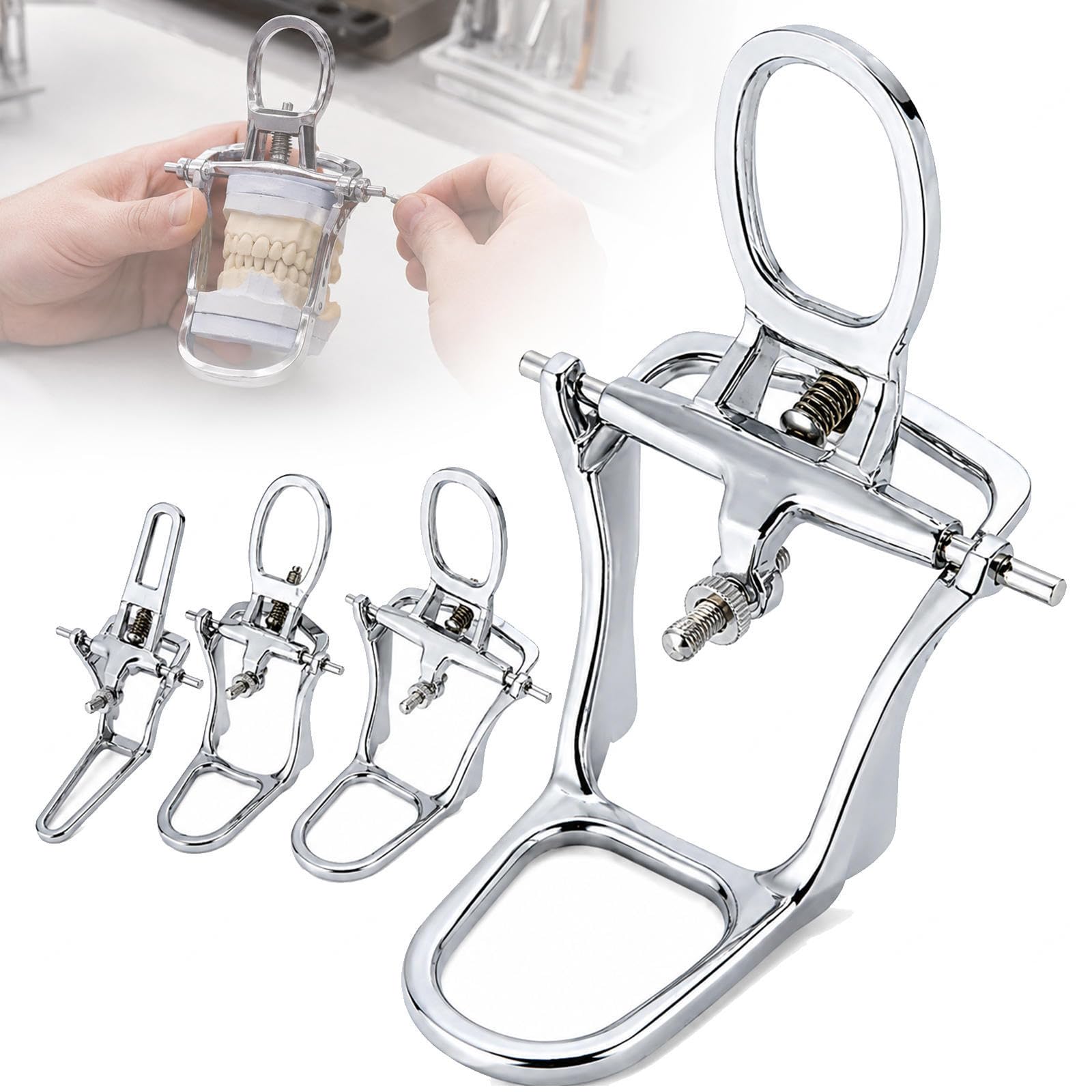 Dental Artikulator Set 3 Größen aus Zinklegierung, Klein Mittel Groß, Verstellbarer Zahnmodellhalter für Dentallabor, Zahntechniker Ausbildung und Demonstrationszwecke