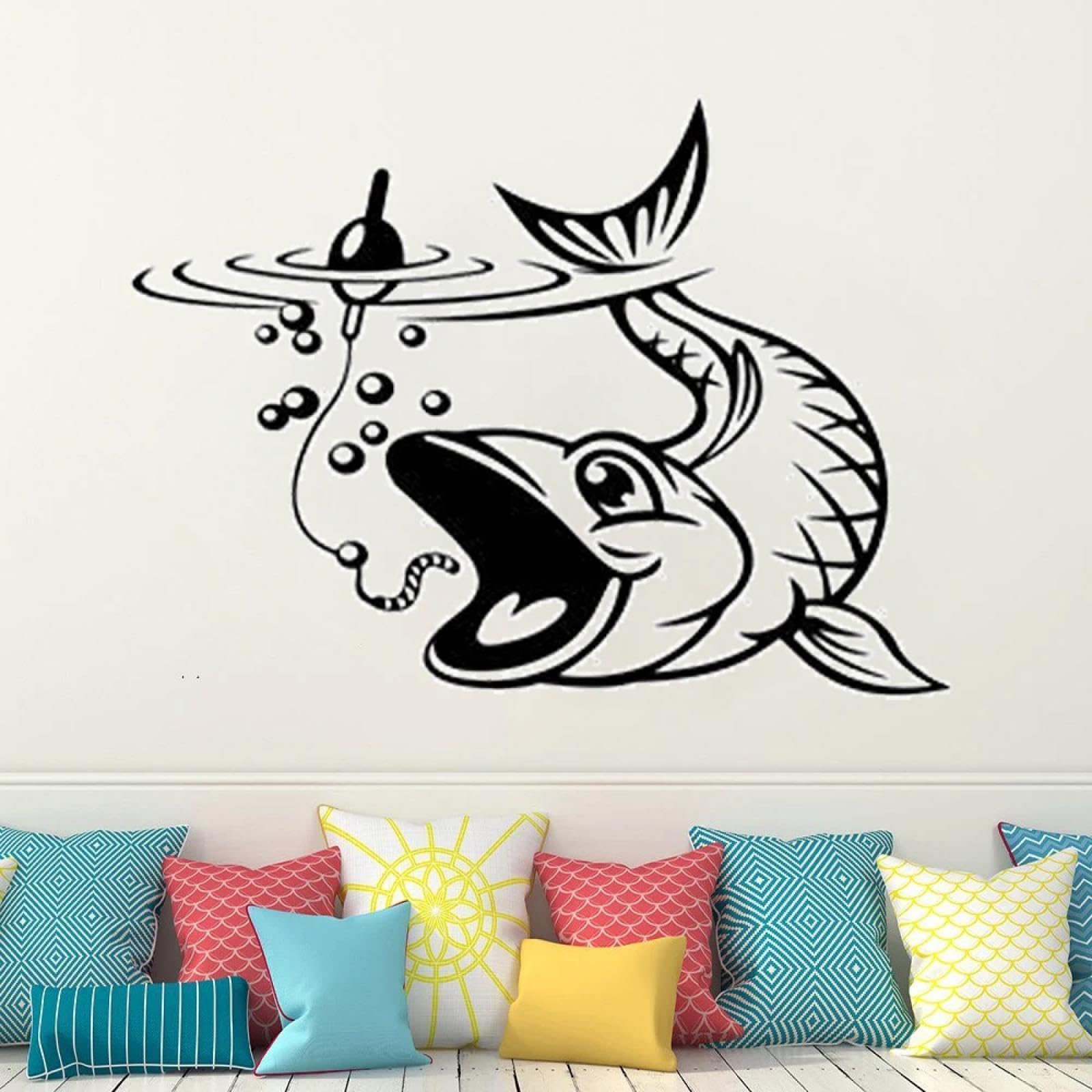 YOUOUSI Cartoon Fishing Enthusiast wall Decals for Children's Rooms, Baby bedrooms, Nurseries, Family Living Rooms, and Other wall Art.
