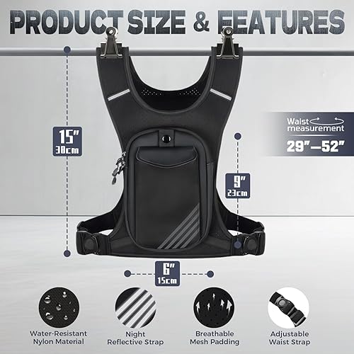Miniatura 4 de Running Hydration Vest Backpack Chest Bag with 800 ML Water Bladder, Minimalist Lightweight Running Vest for Women Men with Phone Holder, Extra