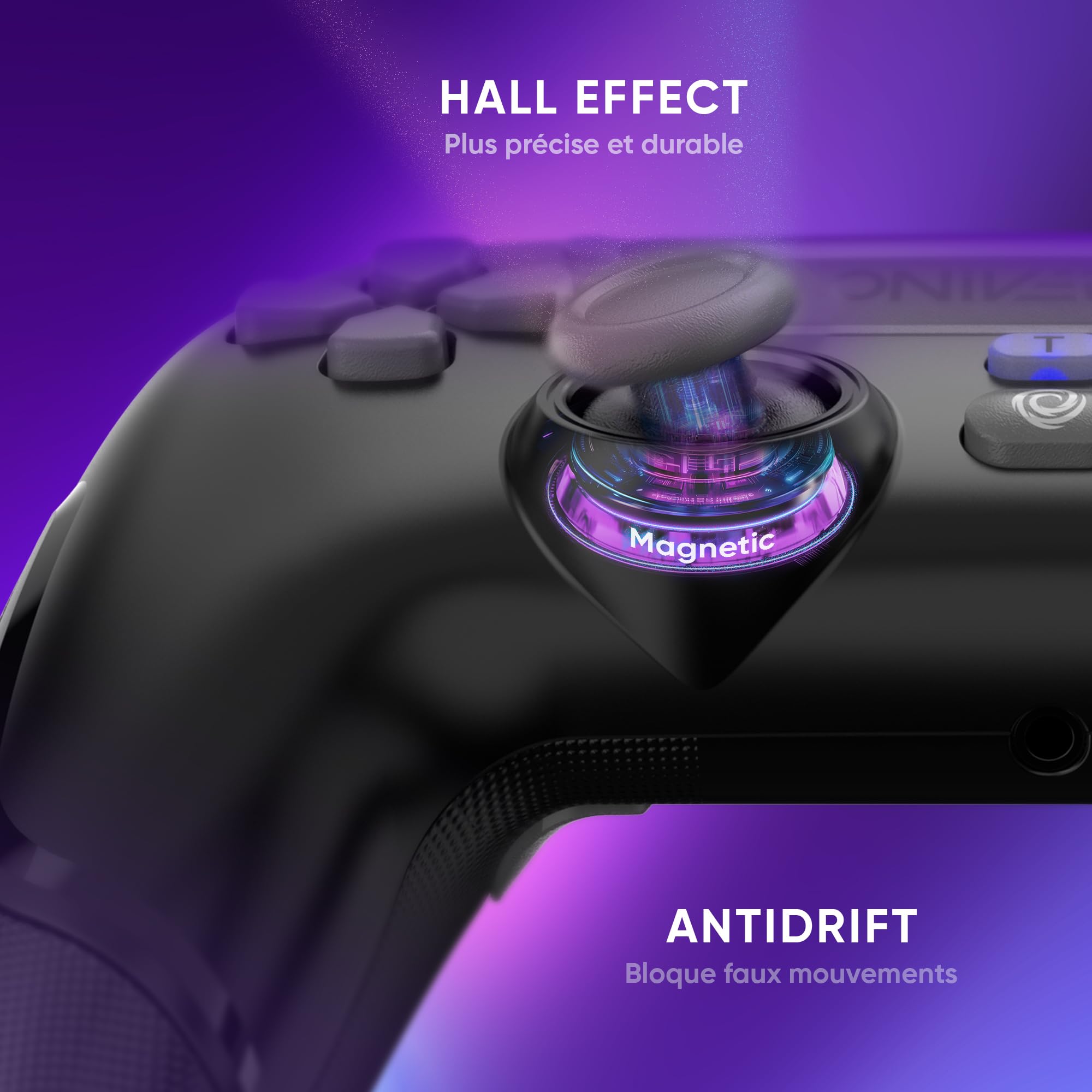 Manette sans fil pour PS4 PS3 PC ANDROID iOS, Sortie Casque, Joystick Hall Effect, Batterie Rechargeable 1000mAh, boutons macro, mode Turbo, Wake up, Gyroscope 6 axes, Revolt Wasp Black