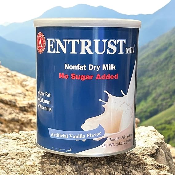 1 Pack - Entrust Milk No Sugar Added Milk Powder - Sua Bot Entrust Khong Duong - 14 Oz per Bottle - Made in USA
