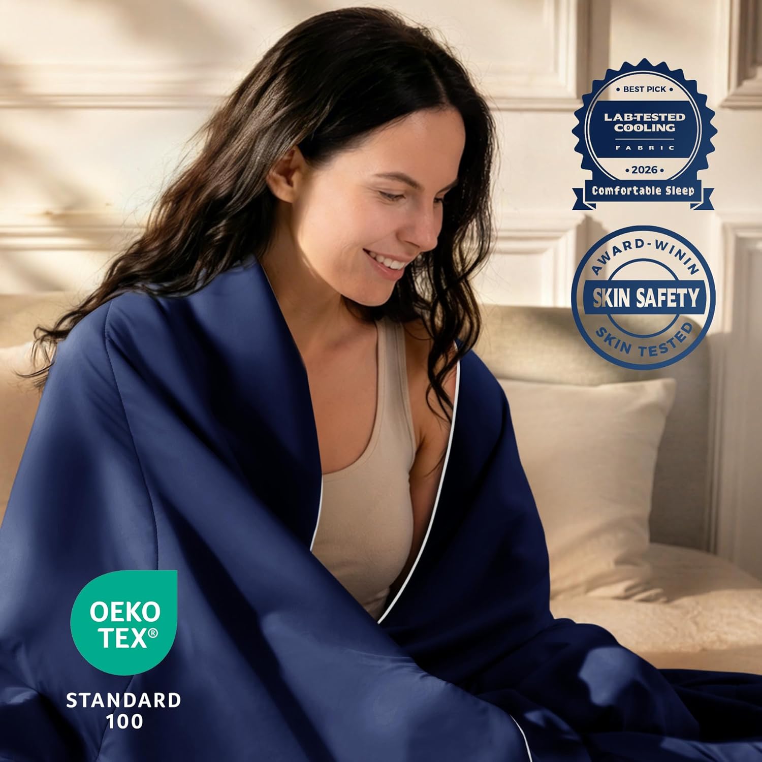Cooling Comforter & Cooling Blanket for Hot Sleepers Better Cooling with Instant Cool Touch Technology | 10xCooler | Q-Max 0.46 | Lightweight Double-Sided Breathable Gift for Women, Men & Teens,Queen