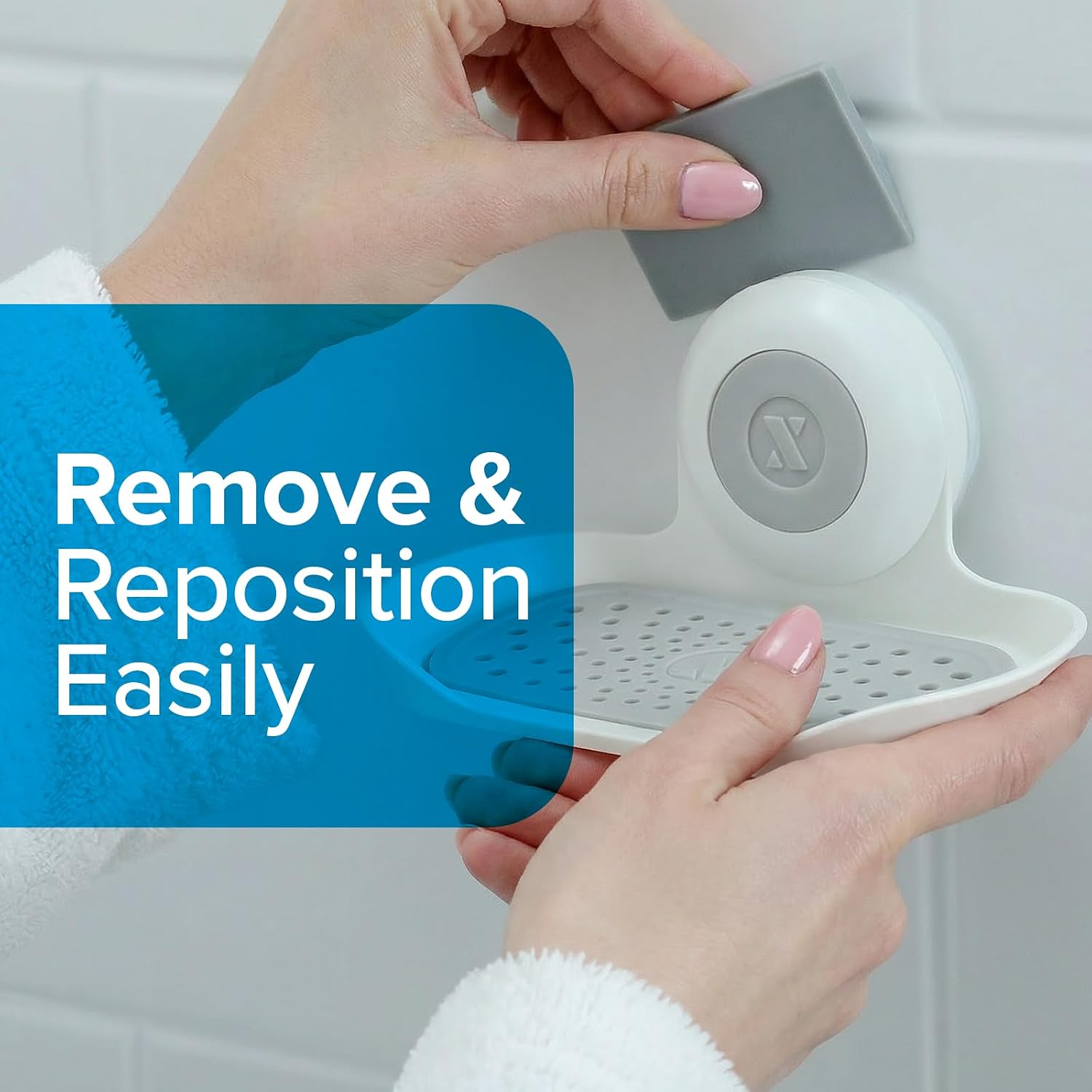 SlipX Solutions Strong Hold Suction Cup Soap Dish for Shower, White, 2-Pack | Tool-Free Installation, Removable Tray for Easy Cleaning, Excellent Drainage, Holds 11 lbs