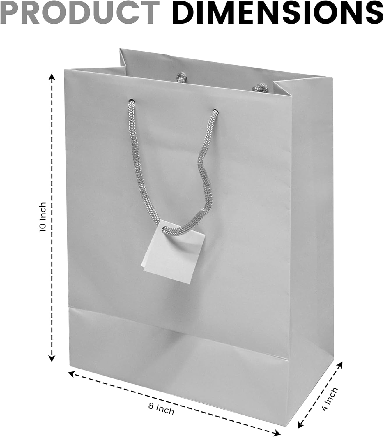 Novel Box Silver Gift Bags with Handles 10 Pack 8x4x10 Inches Large Paper Bulk Gift Bags for Business, Shopping, Birthday, Party Favor - Euro Tote Paper Bag for Groceries & Personal Use - Image 2