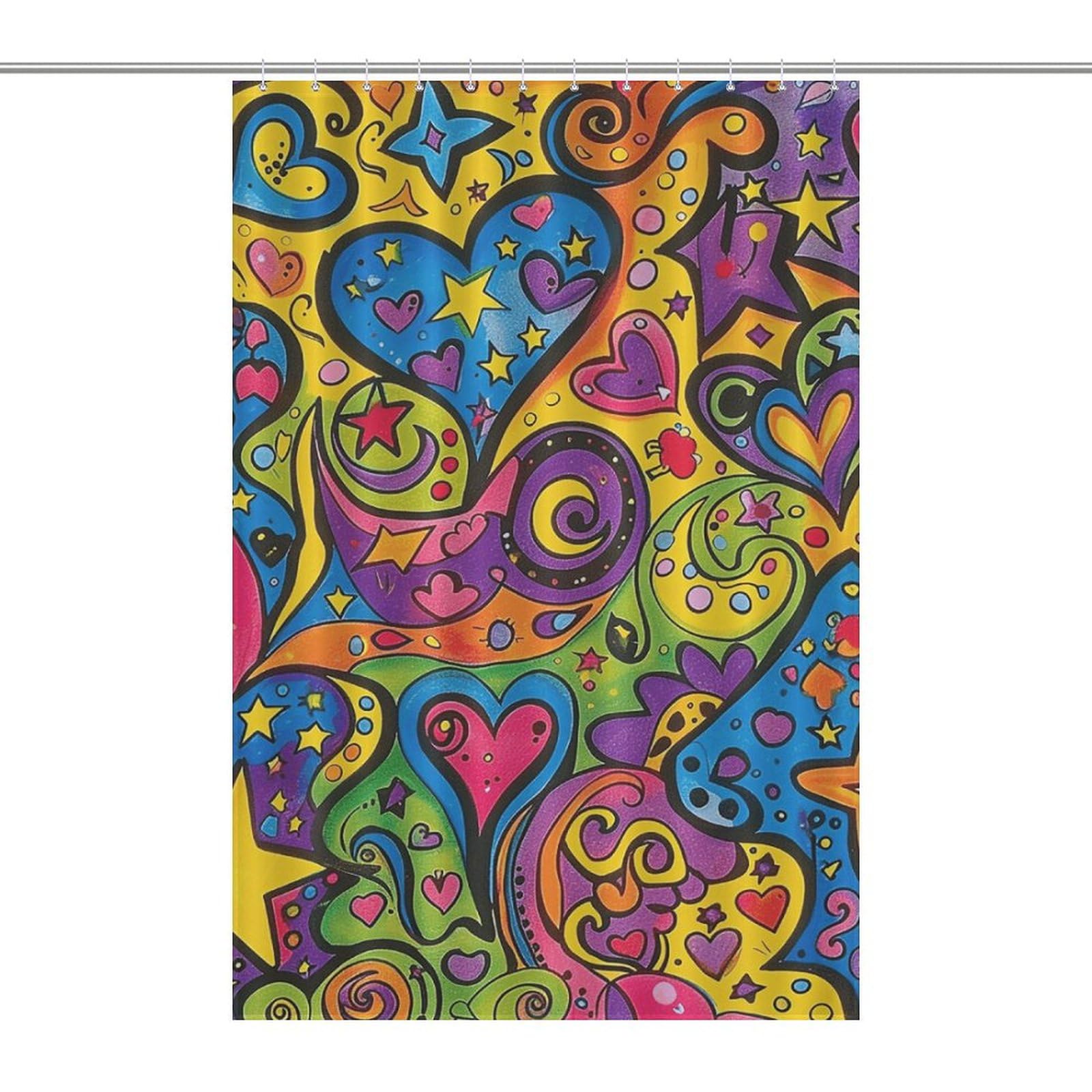 Rideau de douche lavable anti-éclaboussures motif graffiti moderne 183cm