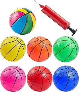 Colorful Basketballs, 7 Pack 7" Inch Basketball Set with Pump
