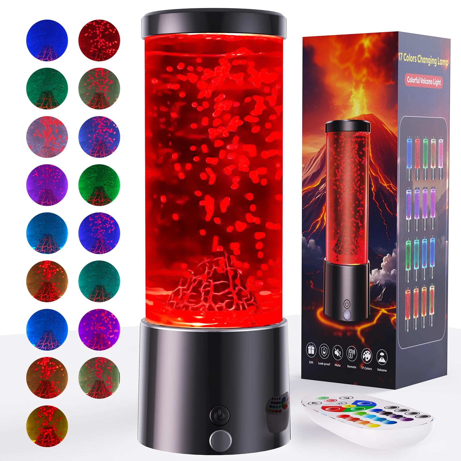 Luce notturna vulcano bambini, lampada vulcano con 17 cambi di colore e telecomando, lampada eruzione vulcanica, educativa per bambini, ragazzi e ragazze